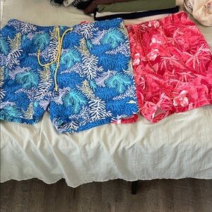 Tommy Bahama Blue and Red Relax Swim Trunks - 2 pair